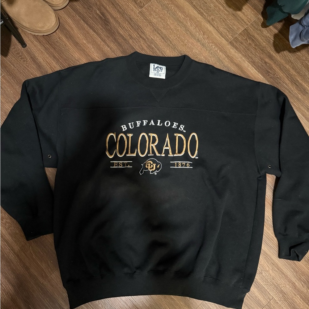 Vintage Retro Lee Sport University of Colorado Buffaloes Black Crew Neck